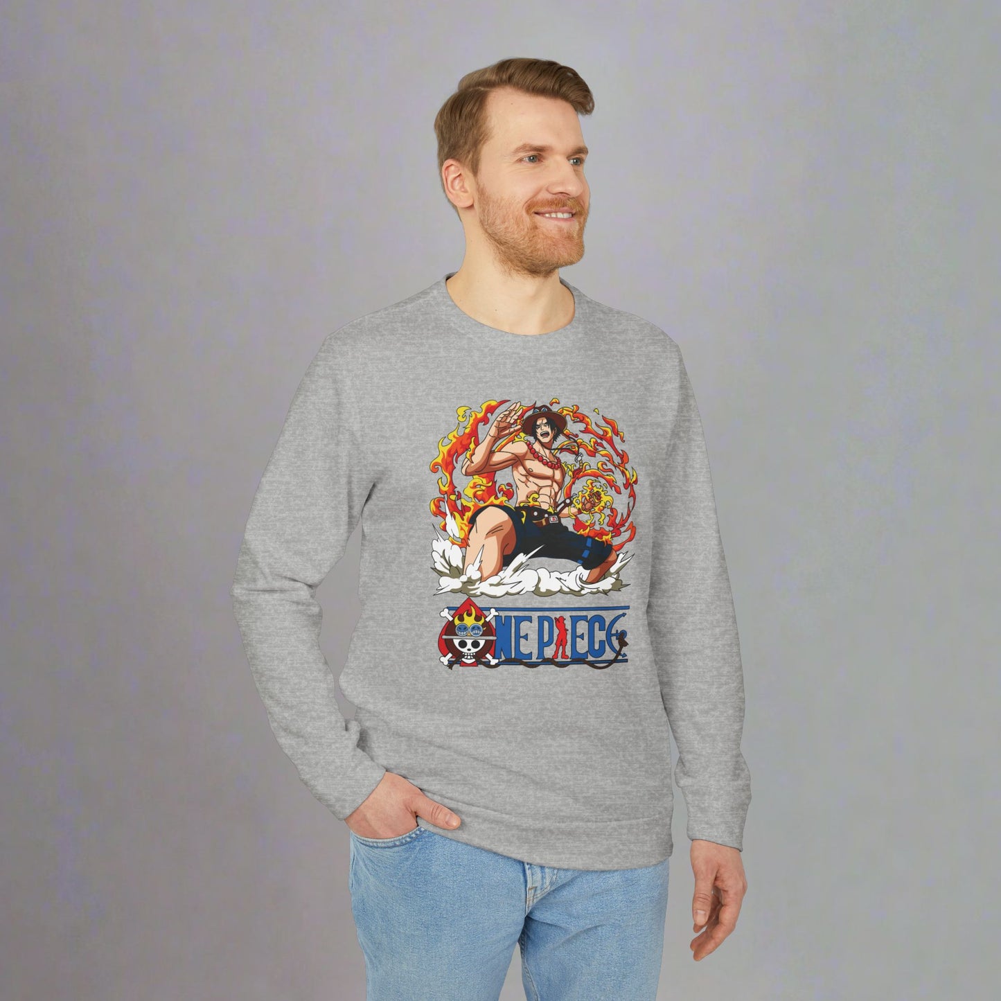 OMNI™ One Piece Mera Mera No Mi Ace Adidas Unisex Fleece Crewneck Sweatshirt