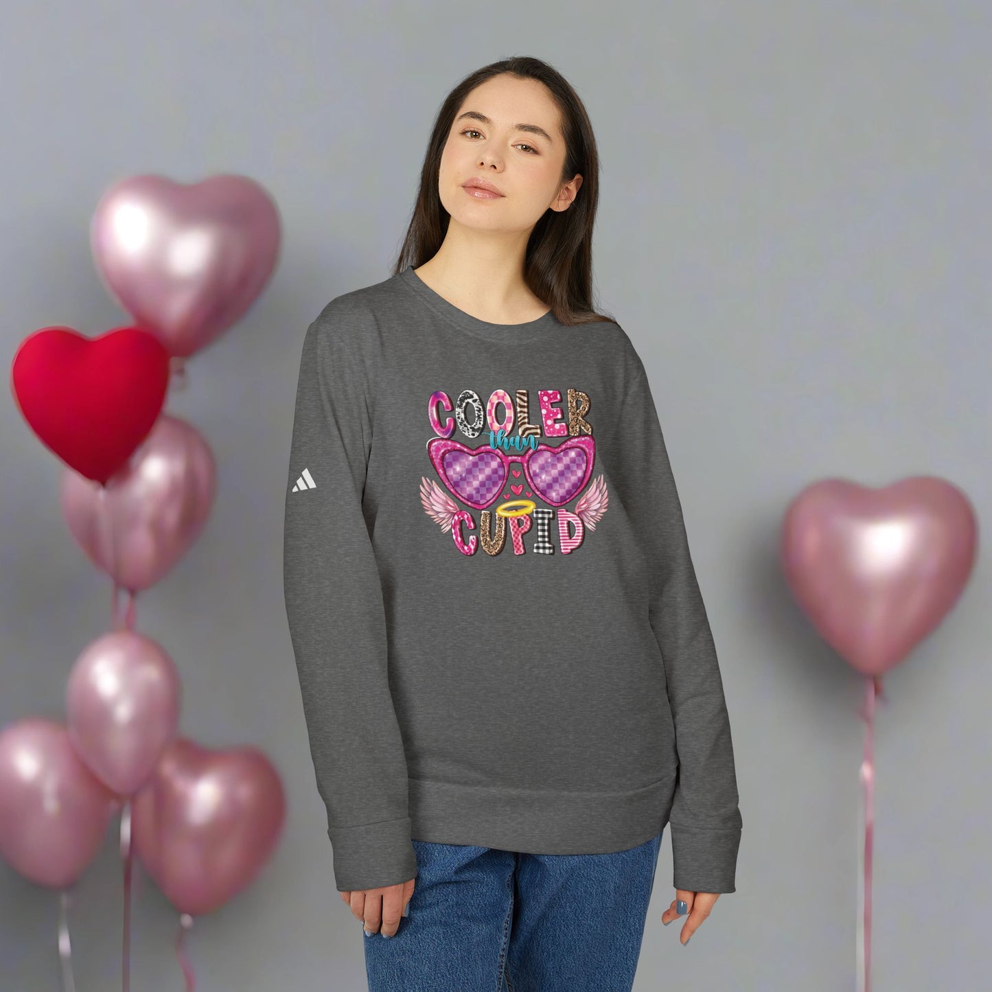 OMNI™ Cooler Than Cupid Adidas Women's Fleece Crewneck Sweatshirt