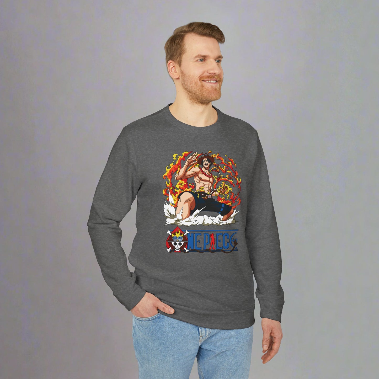 OMNI™ One Piece Mera Mera No Mi Ace Adidas Unisex Fleece Crewneck Sweatshirt