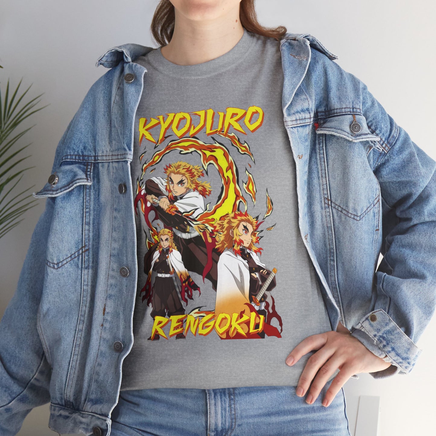 OMNI™ Demon Slayer Flame Hashira Kyojuro Rengoku Unisex Heavy Cotton T-Shirt