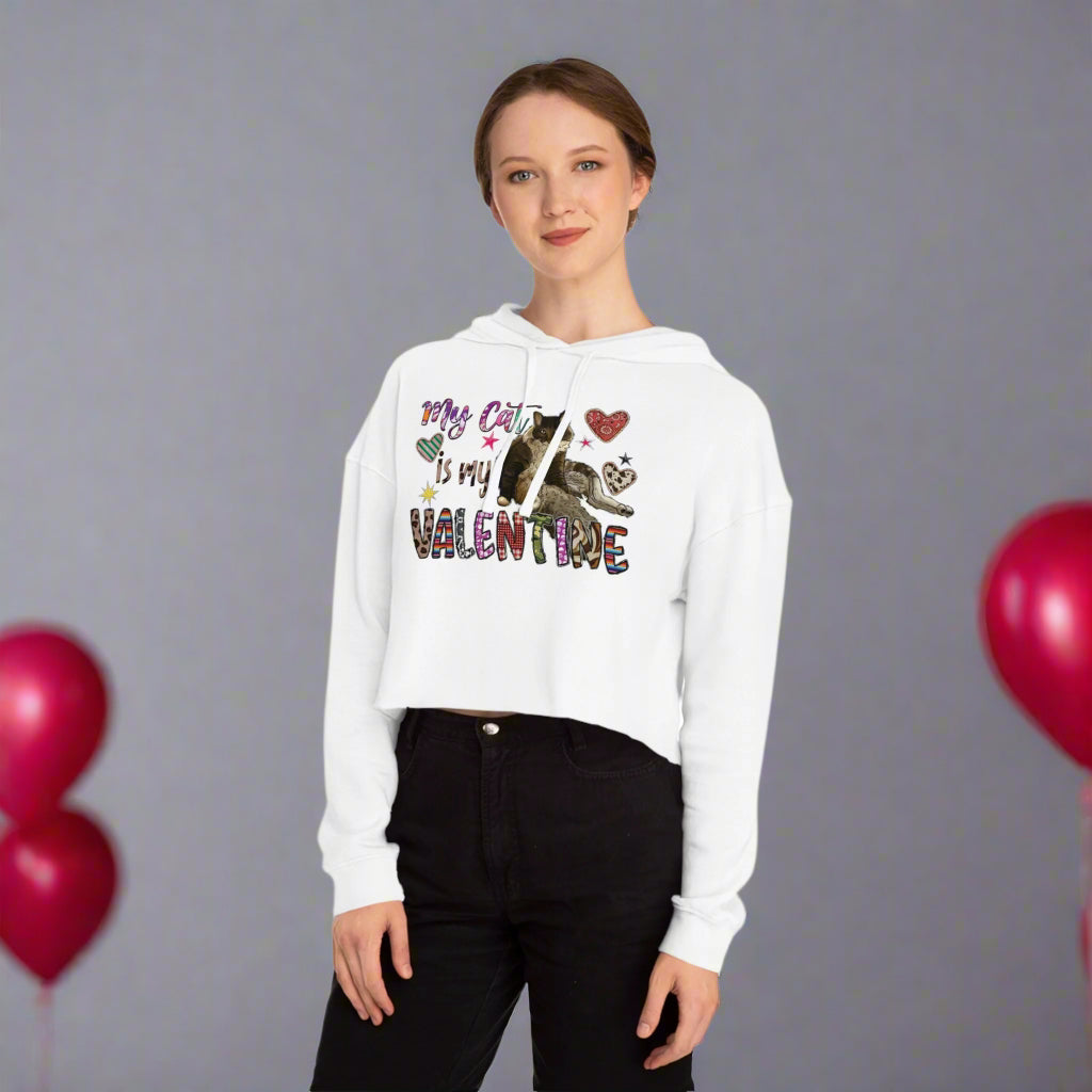 OMNI™ My Cat Is My Valentine Women’s Cropped Hoodie