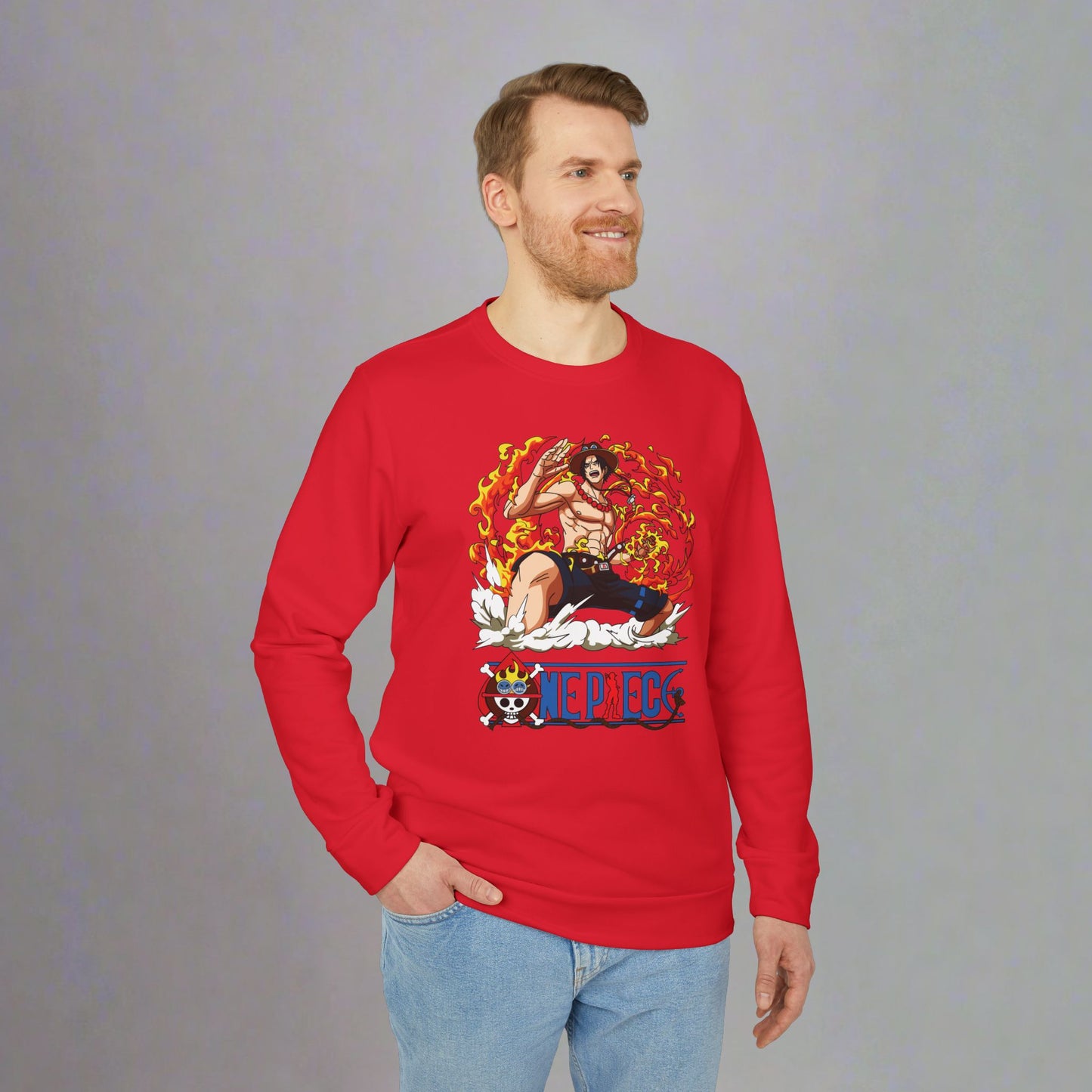 OMNI™ One Piece Mera Mera No Mi Ace Adidas Unisex Fleece Crewneck Sweatshirt