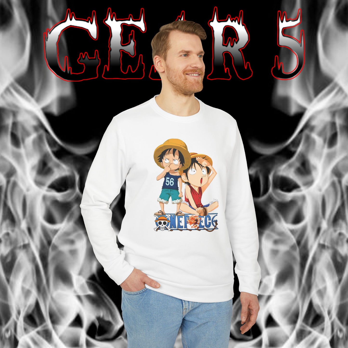 OMNI™ One Piece Luffy & Ace Brotherhood Adidas Unisex Fleece Crewneck Sweatshirt