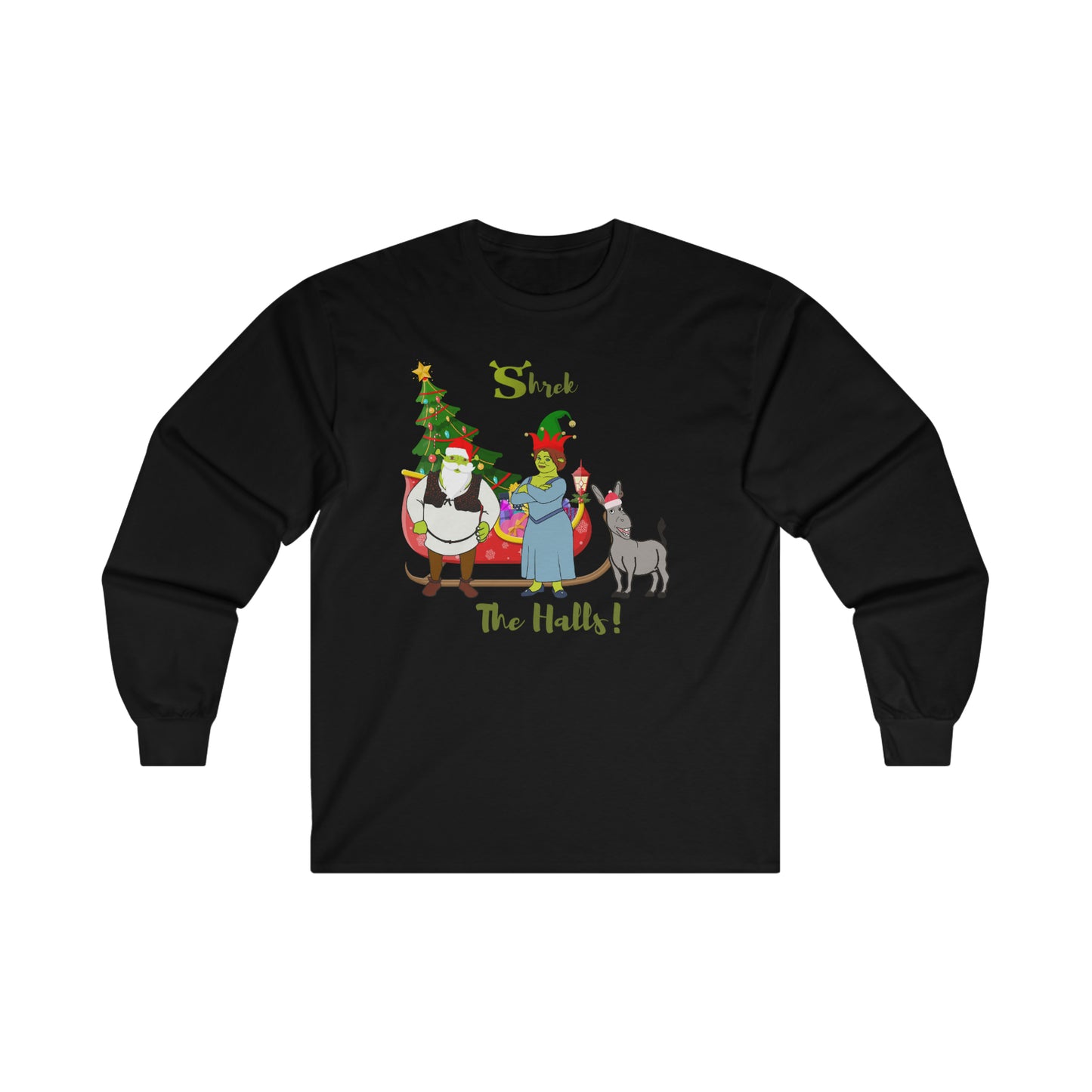 OMNI™ Shrek The Halls! (Shrek Trio: Shrek, Fiona and Donkey) Ultra Cotton Long Sleeve Unisex T-Shirt
