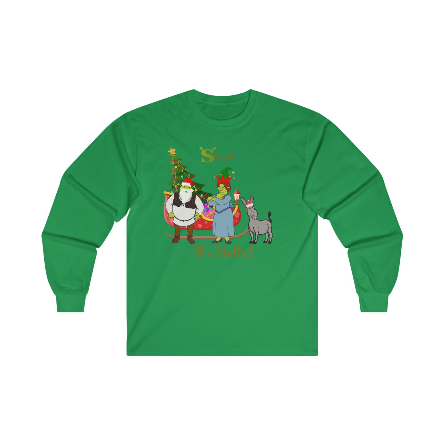 OMNI™ Shrek The Halls! (Shrek Trio: Shrek, Fiona and Donkey) Ultra Cotton Long Sleeve Unisex T-Shirt