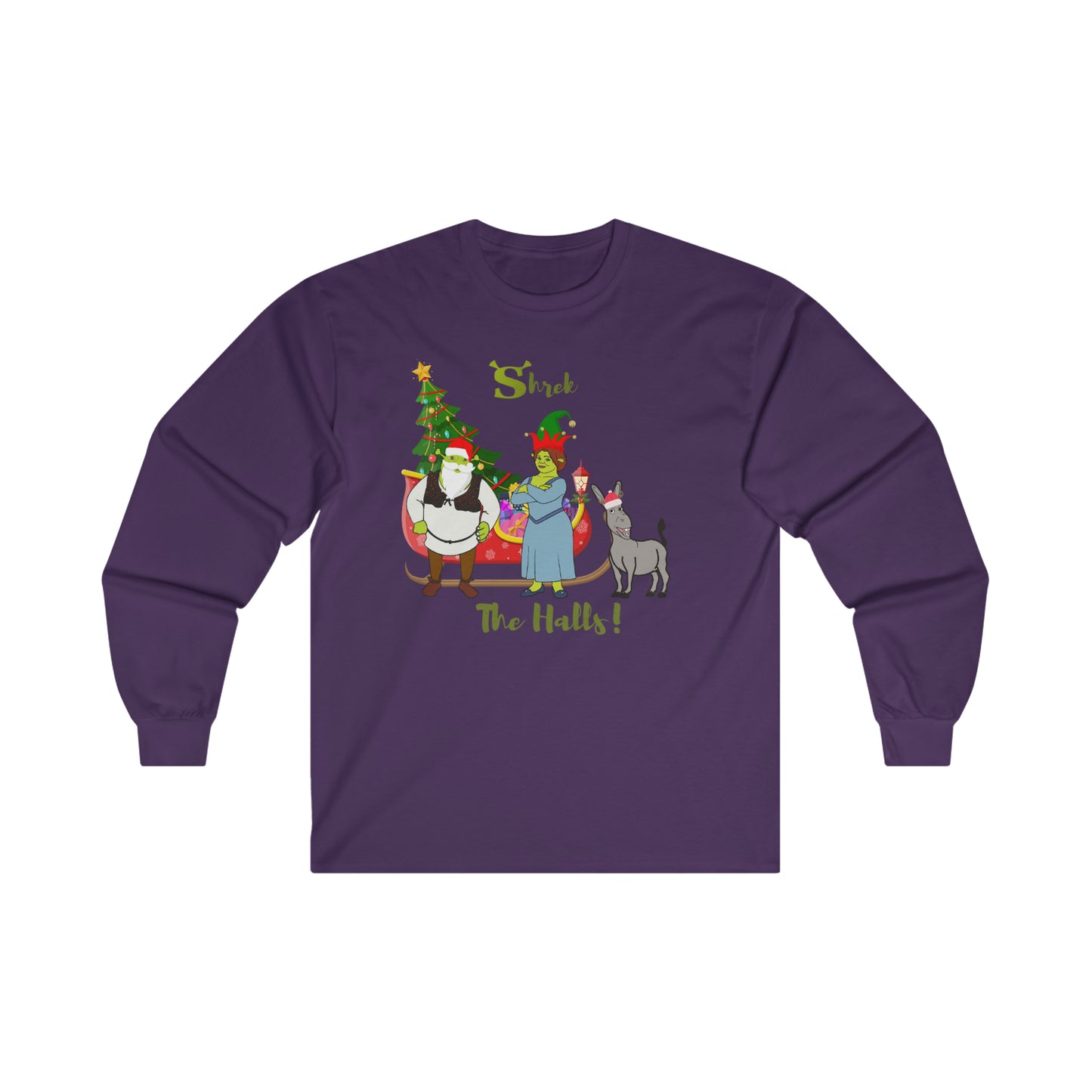 OMNI™ Shrek The Halls! (Shrek Trio: Shrek, Fiona and Donkey) Ultra Cotton Long Sleeve Unisex T-Shirt