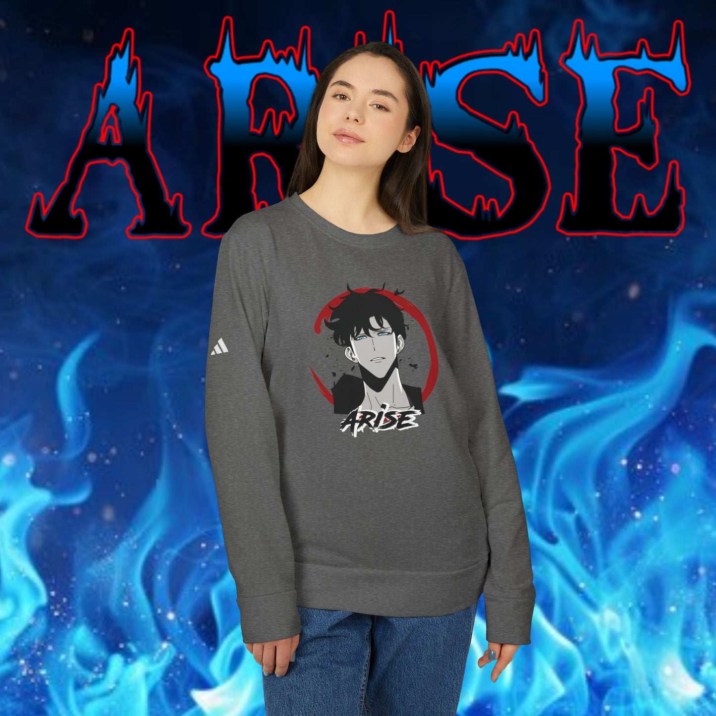 OMNI™ Solo Leveling Sung Jin-Woo Arise III Adidas Unisex Fleece Crewneck Sweatshirt