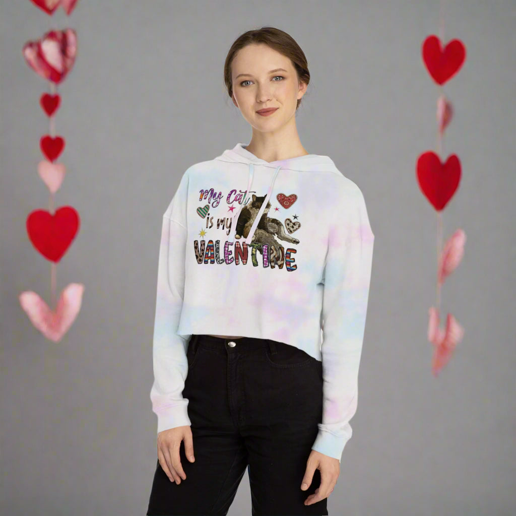 OMNI™ My Cat Is My Valentine Women’s Cropped Hoodie