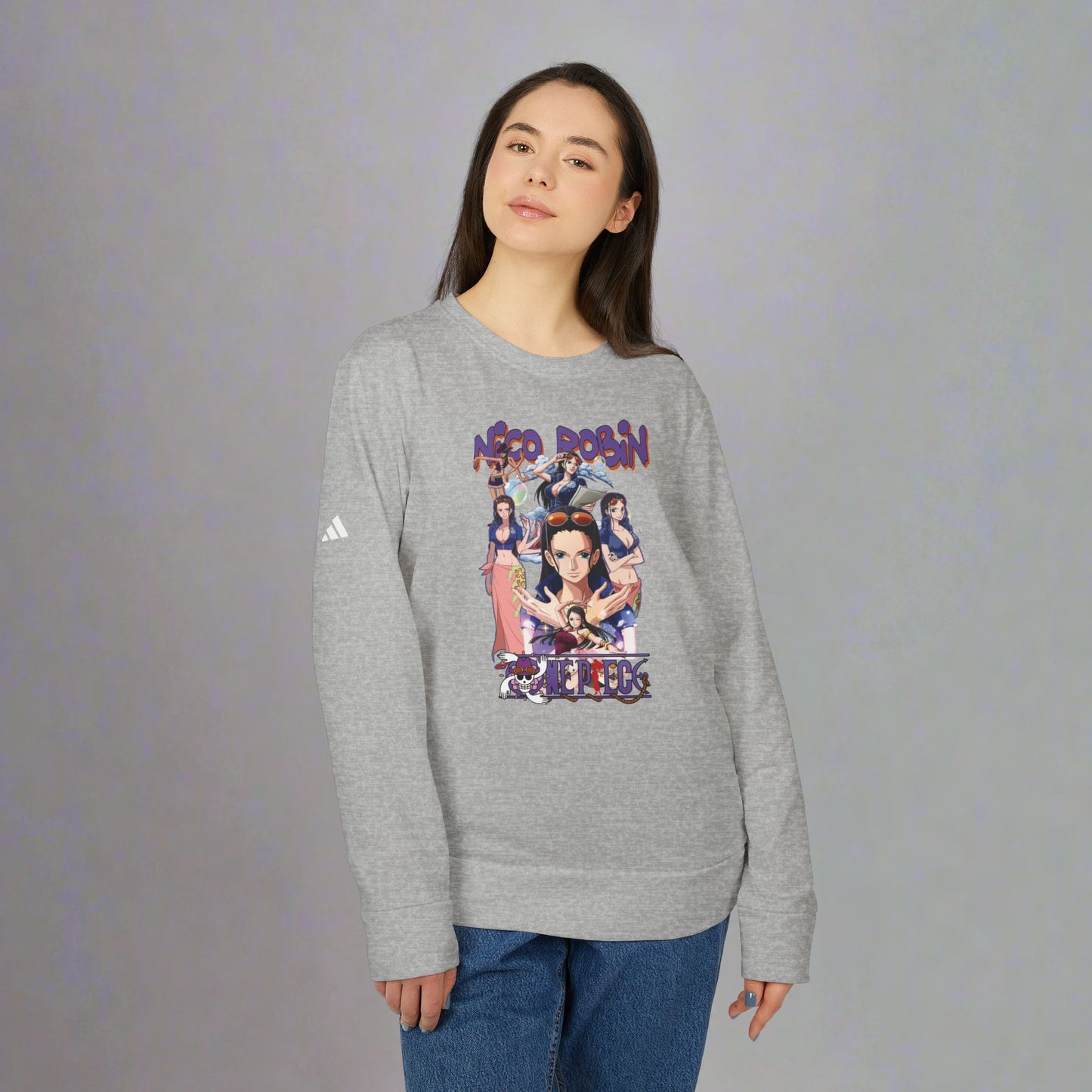 OMNI™ One Piece Nico Robin Adidas Unisex Fleece Crewneck Sweatshirt