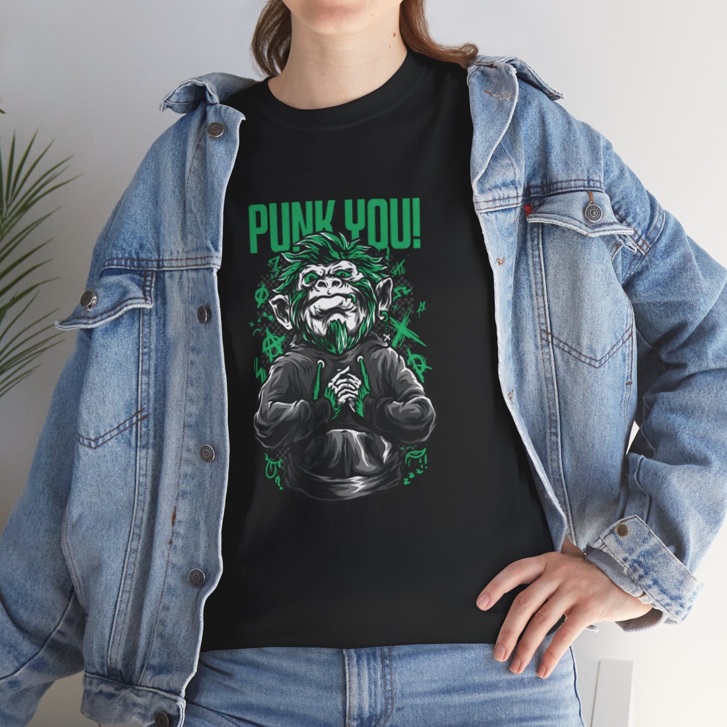 Punk Hipster Monkey Unisex Heavy Cotton T-Shirt