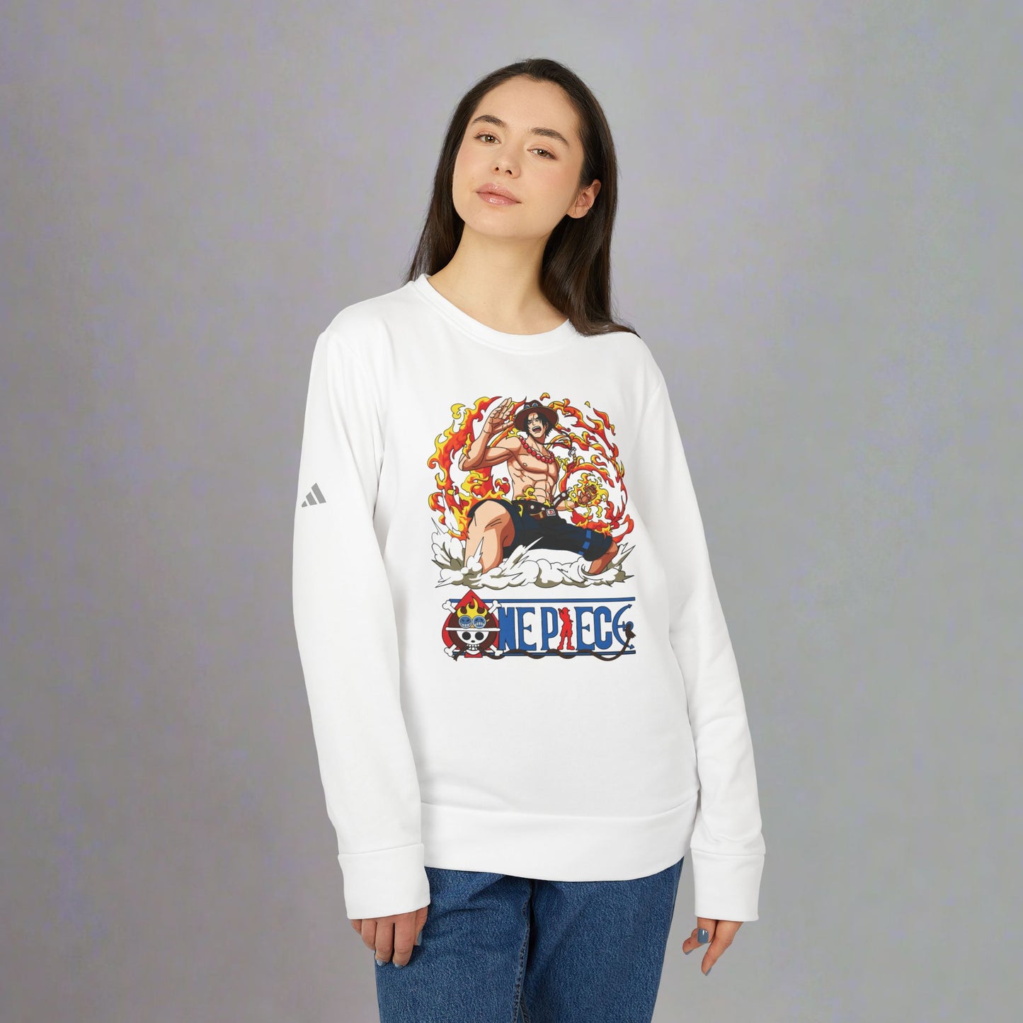 OMNI™ One Piece Mera Mera No Mi Ace Adidas Unisex Fleece Crewneck Sweatshirt