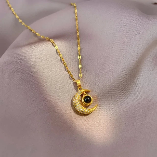 OMNI™ Stainless Steel Crescent Moon Pendant Necklace