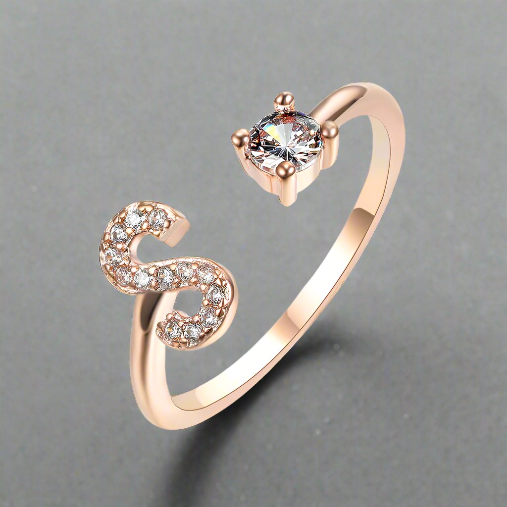 OMNI™ Adjustable 26 Initial Letter Zircon Ring