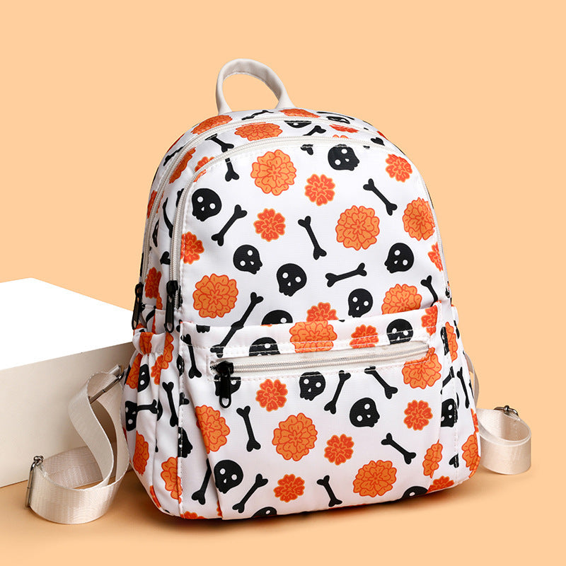 OMNI™ Waterproof Large Capacity Halloween Skull and Pumpkin Print Backpack