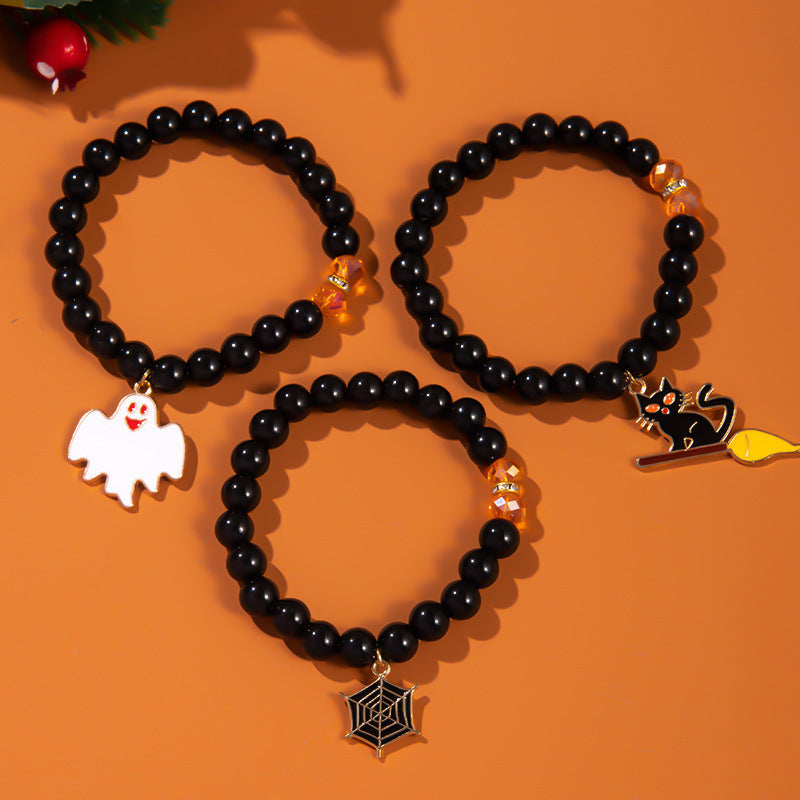 OMNI™ 3 Piece Halloween Ghost Pumpkin Charm Beaded Bracelet Set