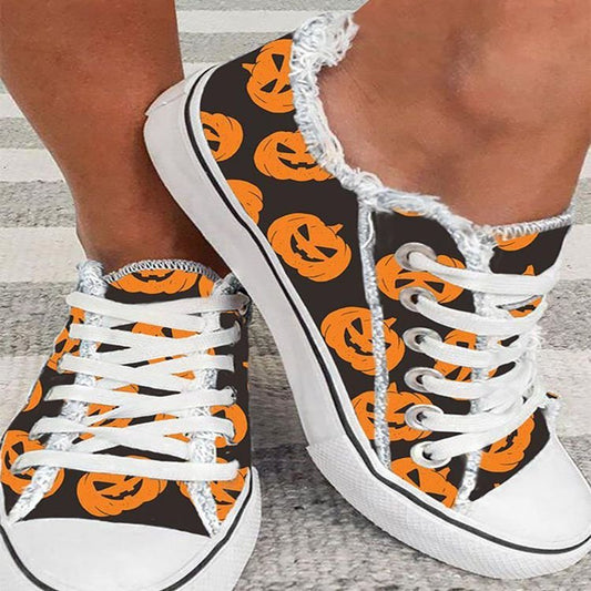 OMNI™ Halloween Ghost Pumpkin Print Casual Canvas Sneakers