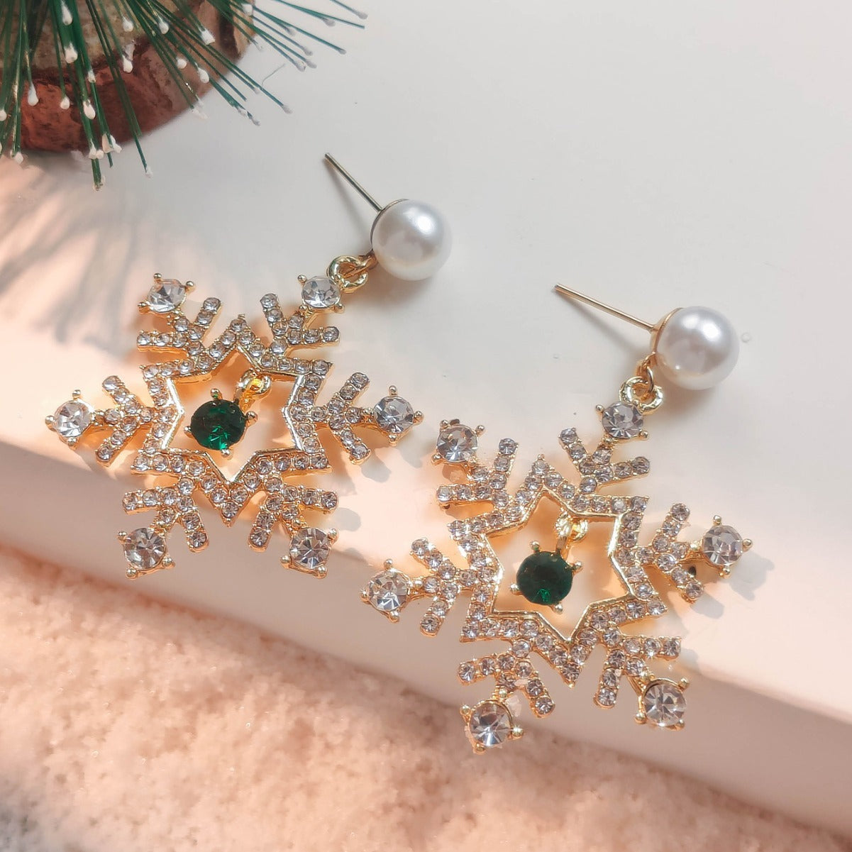 OMNI™ 18K Gold Plaited Christmas Snowflake Earrings