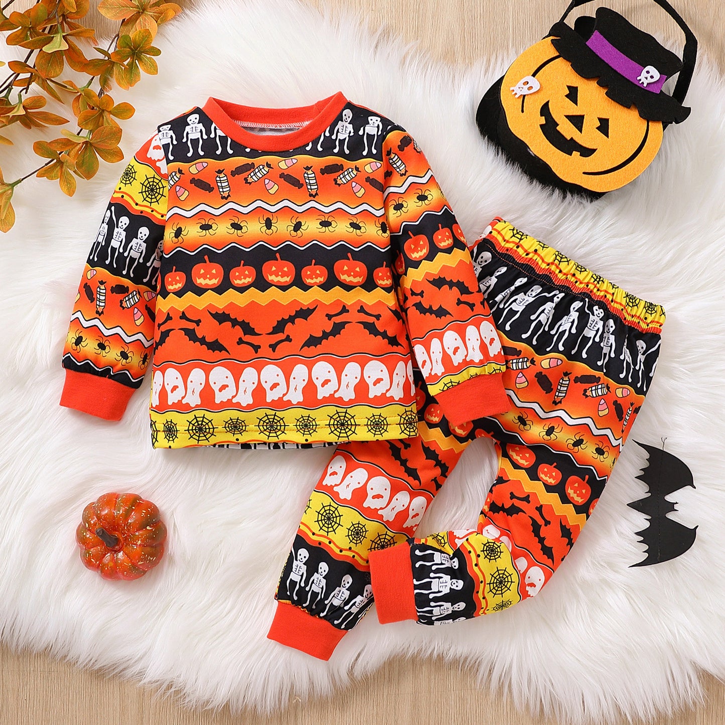 OMNI™ Pumpkin Printed Halloween Kids Pajamas Set