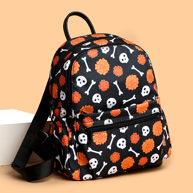 OMNI™ Waterproof Large Capacity Halloween Skull and Pumpkin Print Backpack