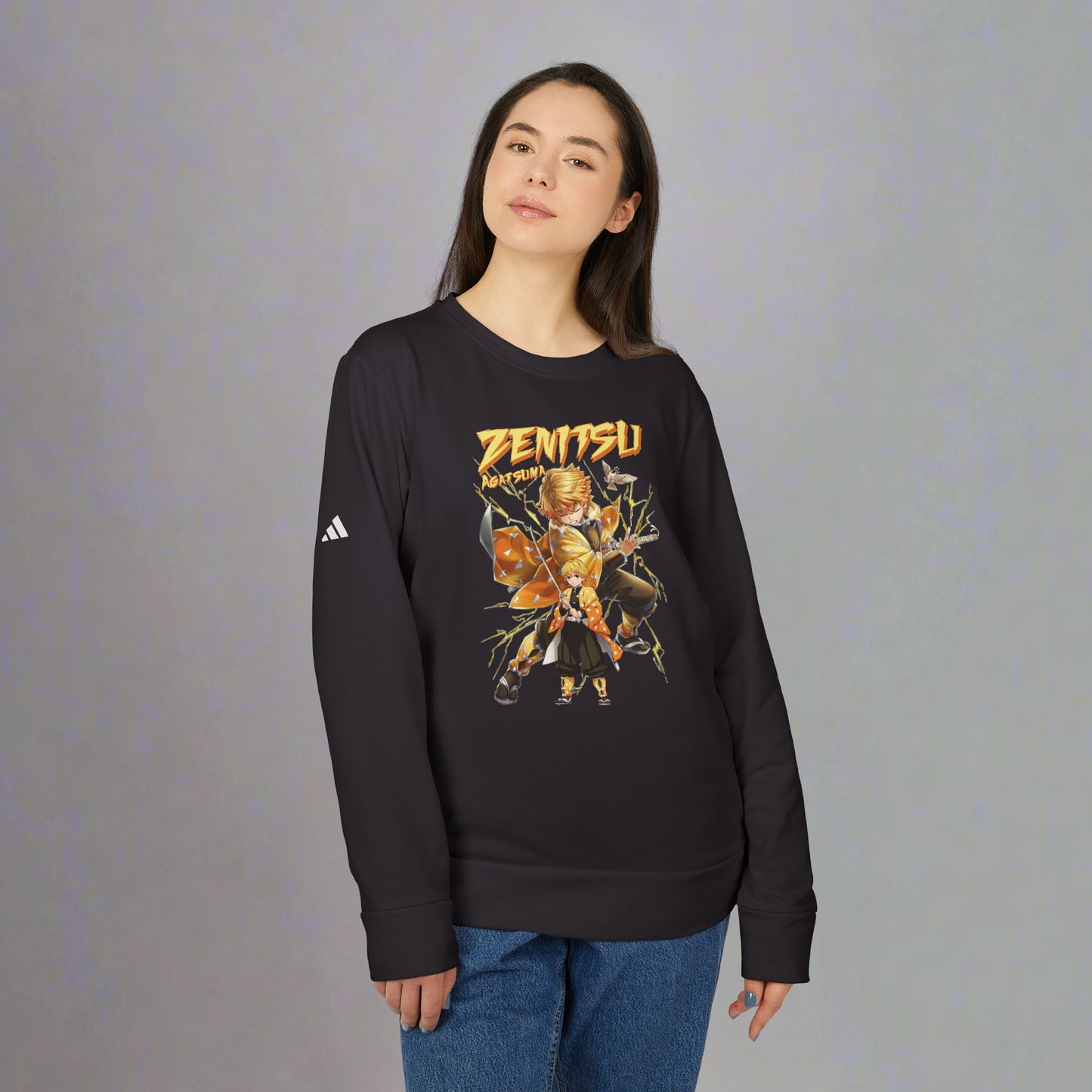 OMNI™ Demon Slayer Zenitsu Agatsuma Adidas Unisex Fleece Crewneck Sweatshirt