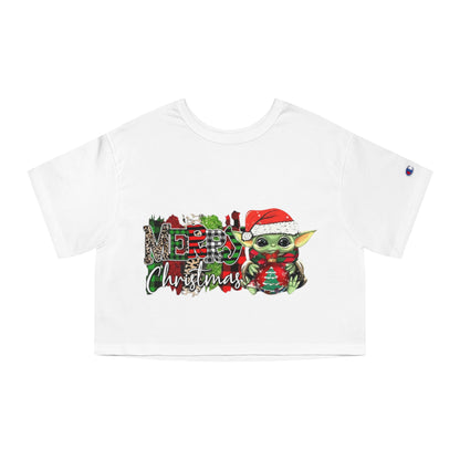 OMNI™ Baby Yoda Christmas Themed Champion Women's Heritage Cropped T-Shirt