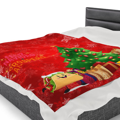 OMNI™ Taco Santa Christmas Holiday Themed Velveteen Plush Blanket