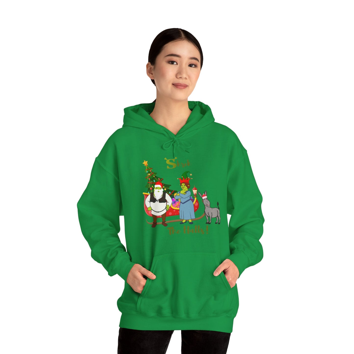 OMNI™ Shrek The Halls! (Shrek Trio: Shrek, Fiona and Donkey) Christmas Themed Unisex Hoodie