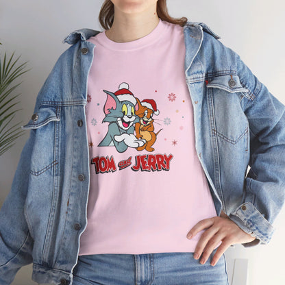 OMNI™ Tom and Jerry Christmas Themed Unisex Heavy Cotton T-Shirt