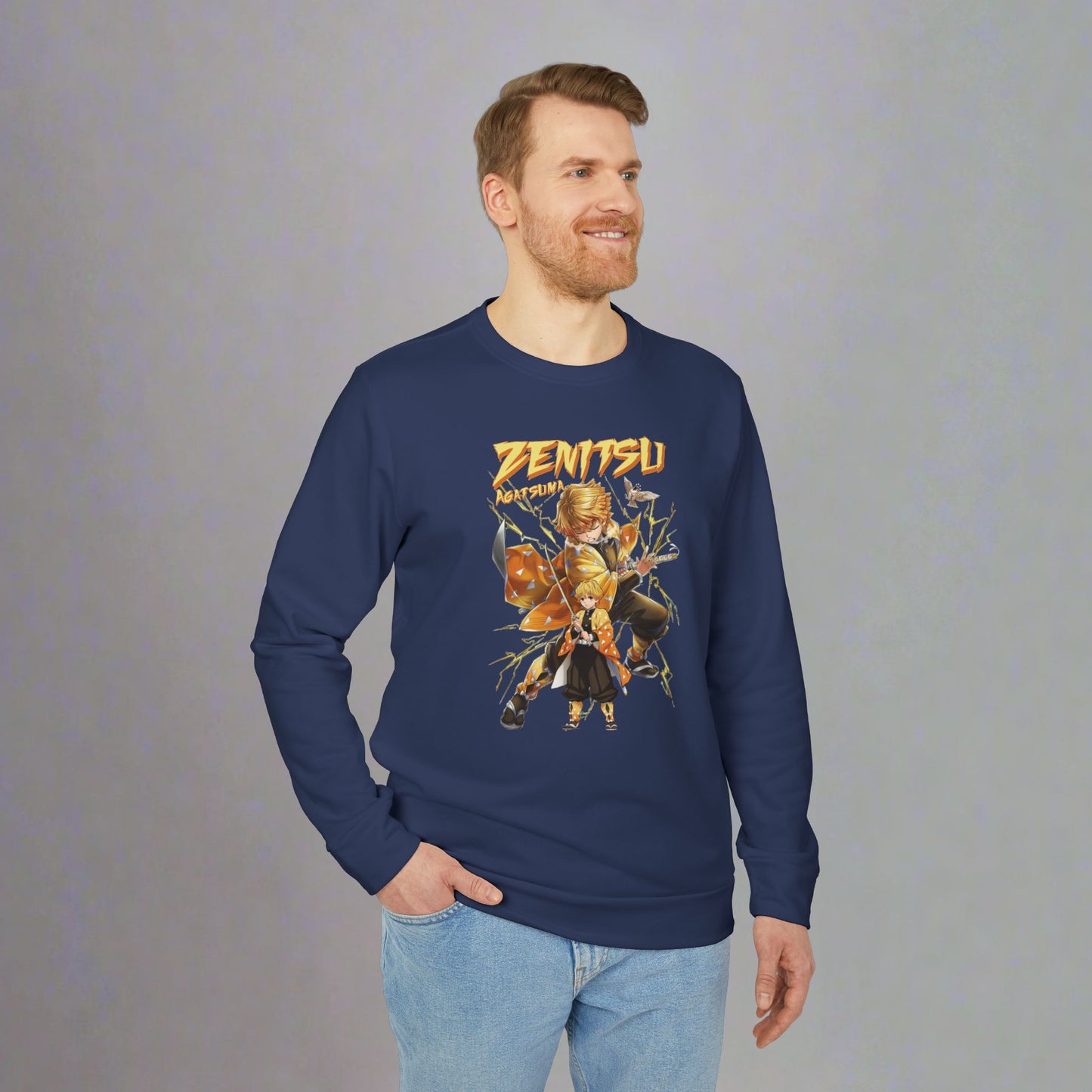 OMNI™ Demon Slayer Zenitsu Agatsuma Adidas Unisex Fleece Crewneck Sweatshirt