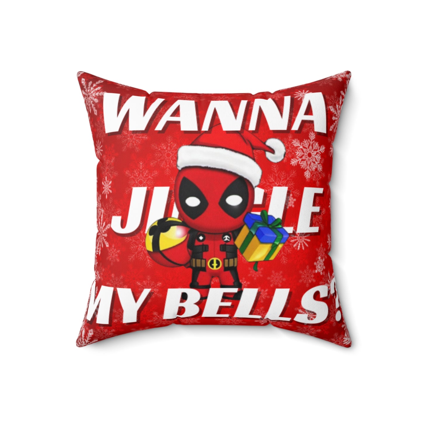 OMNI™ Deadpool Santa (Wanna Jingle My Bells?) Christmas Themed Spun Polyester Square Pillow