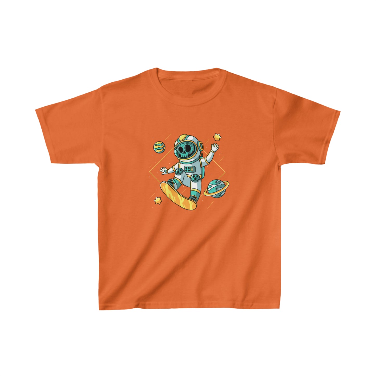 OMNI™ Skeleton Astronaut Space Surfer Kids Heavy Cotton T-Shirt