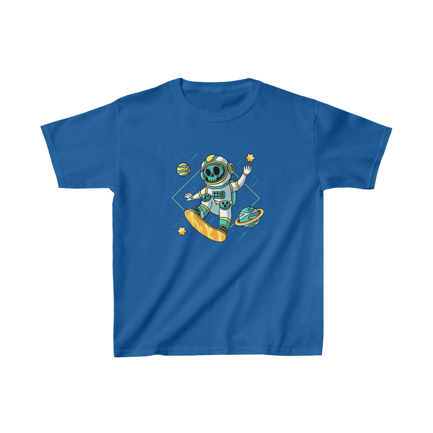 OMNI™ Skeleton Astronaut Space Surfer Kids Heavy Cotton T-Shirt