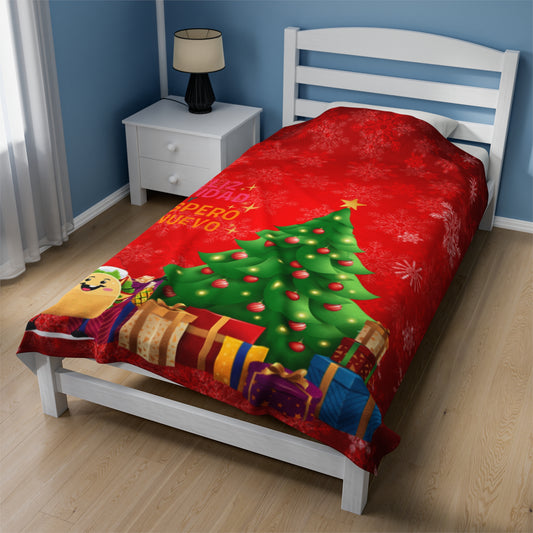 OMNI™ Taco Santa Christmas Holiday Themed Velveteen Plush Blanket