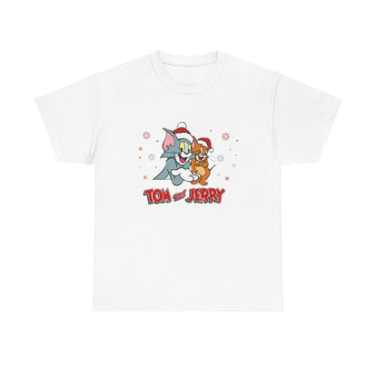 OMNI™ Tom and Jerry Christmas Themed Unisex Heavy Cotton T-Shirt