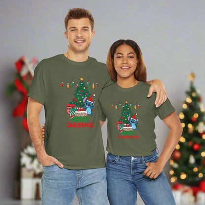 Stitch Christmas Themed Unisex Heavy Cotton T-Shirt