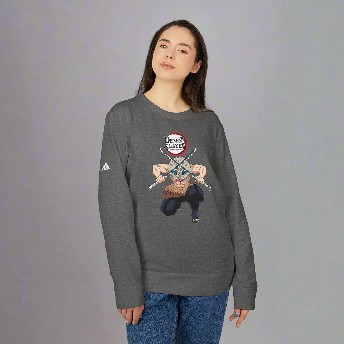 OMNI™ Demon Slayer Inosuke Beast Breathing Adidas Unisex Fleece Crewneck Sweatshirt