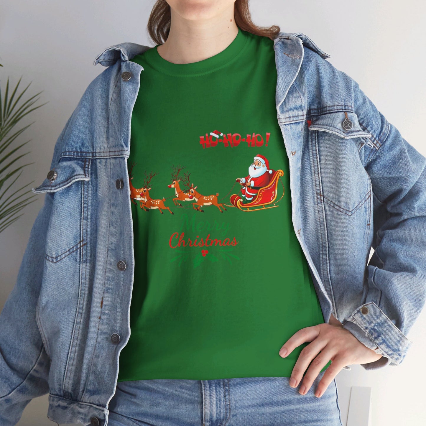 OMNI™ Santa and His Reindeer (Merry Christmas) Unisex Heavy Cotton T-Shirt