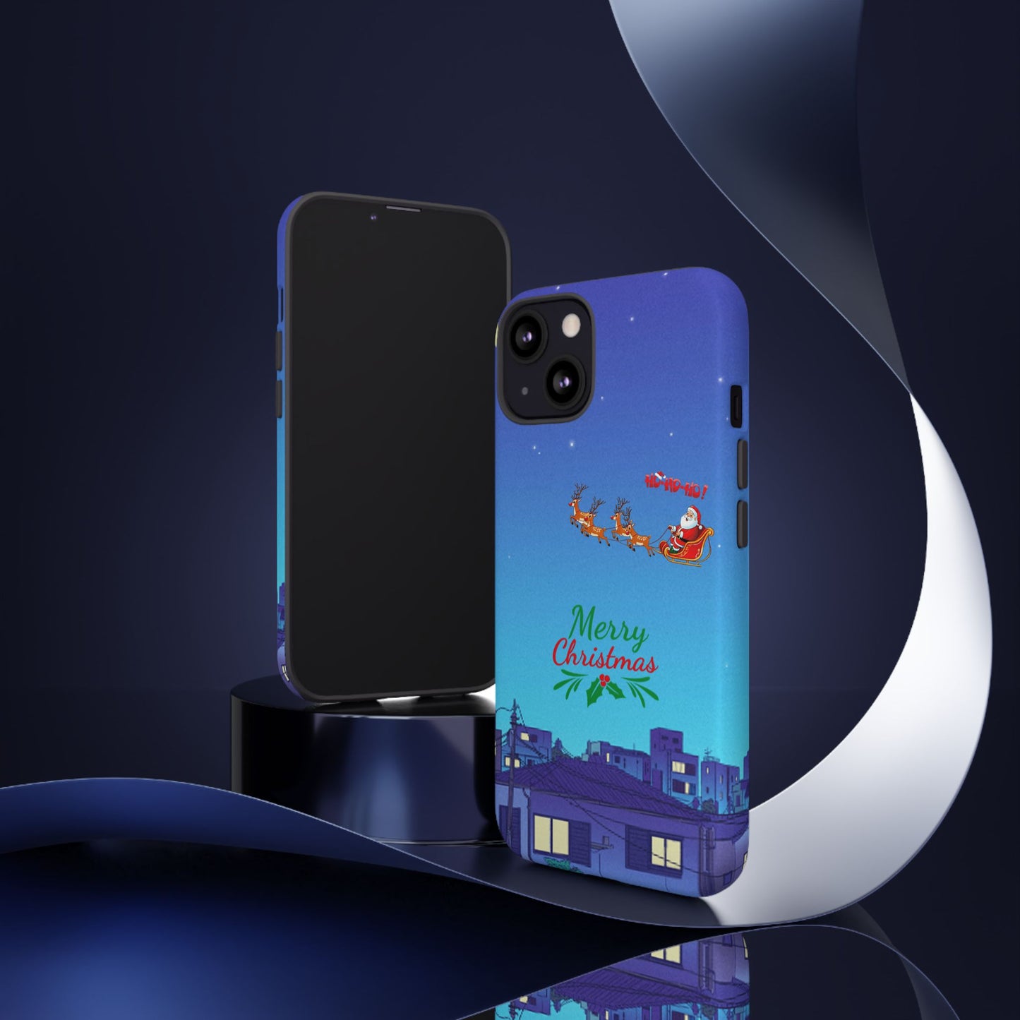 OMNI™ Santa and His Reindeer (Merry Christmas) Starry Night Double Layered Phone Cases