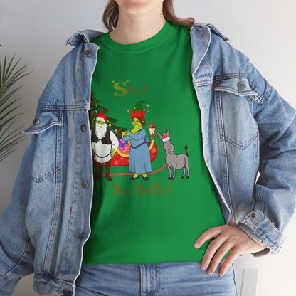 Shrek The Halls! (Shrek Trio: Shrek, Fiona and Donkey) Unisex Heavy Cotton T-Shirt