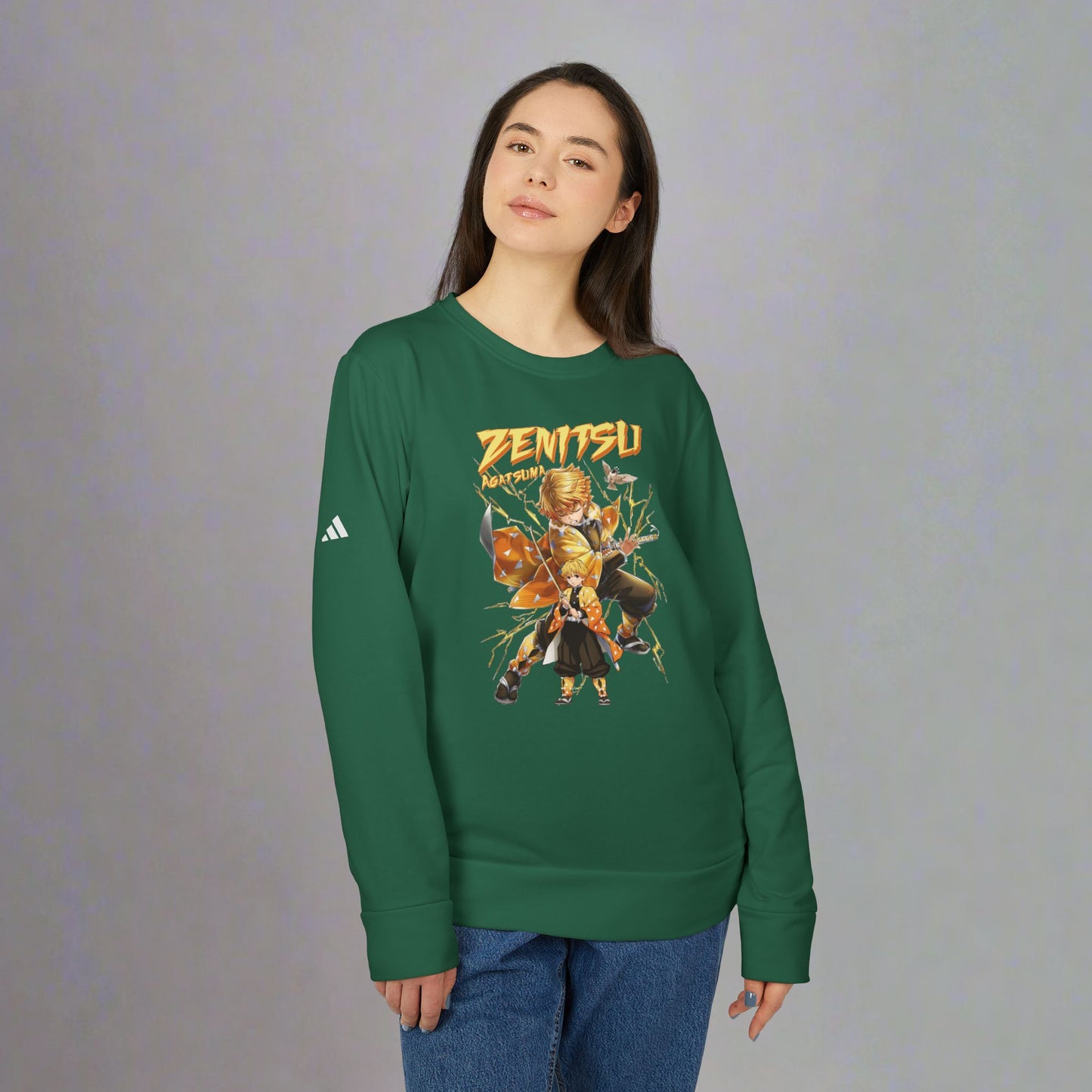 OMNI™ Demon Slayer Zenitsu Agatsuma Adidas Unisex Fleece Crewneck Sweatshirt