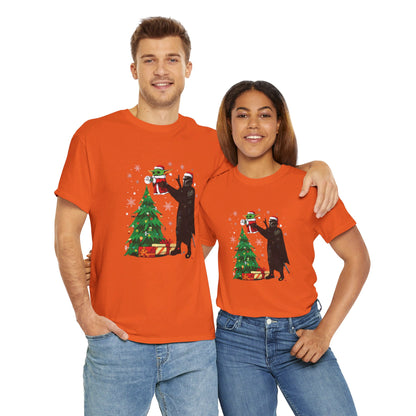 OMNI™ Star Wars Mandalorian and Baby Yoda Christmas Themed Unisex Heavy Cotton T-Shirt