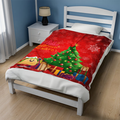 OMNI™ Taco Santa Christmas Holiday Themed Velveteen Plush Blanket