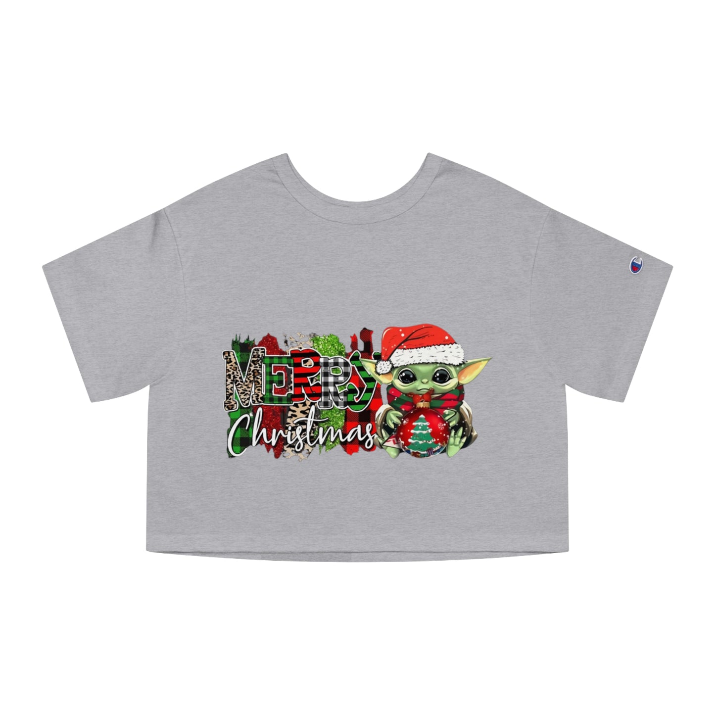 OMNI™ Baby Yoda Christmas Themed Champion Women's Heritage Cropped T-Shirt