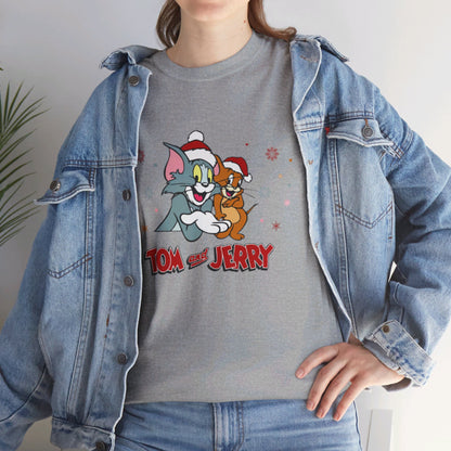 OMNI™ Tom and Jerry Christmas Themed Unisex Heavy Cotton T-Shirt