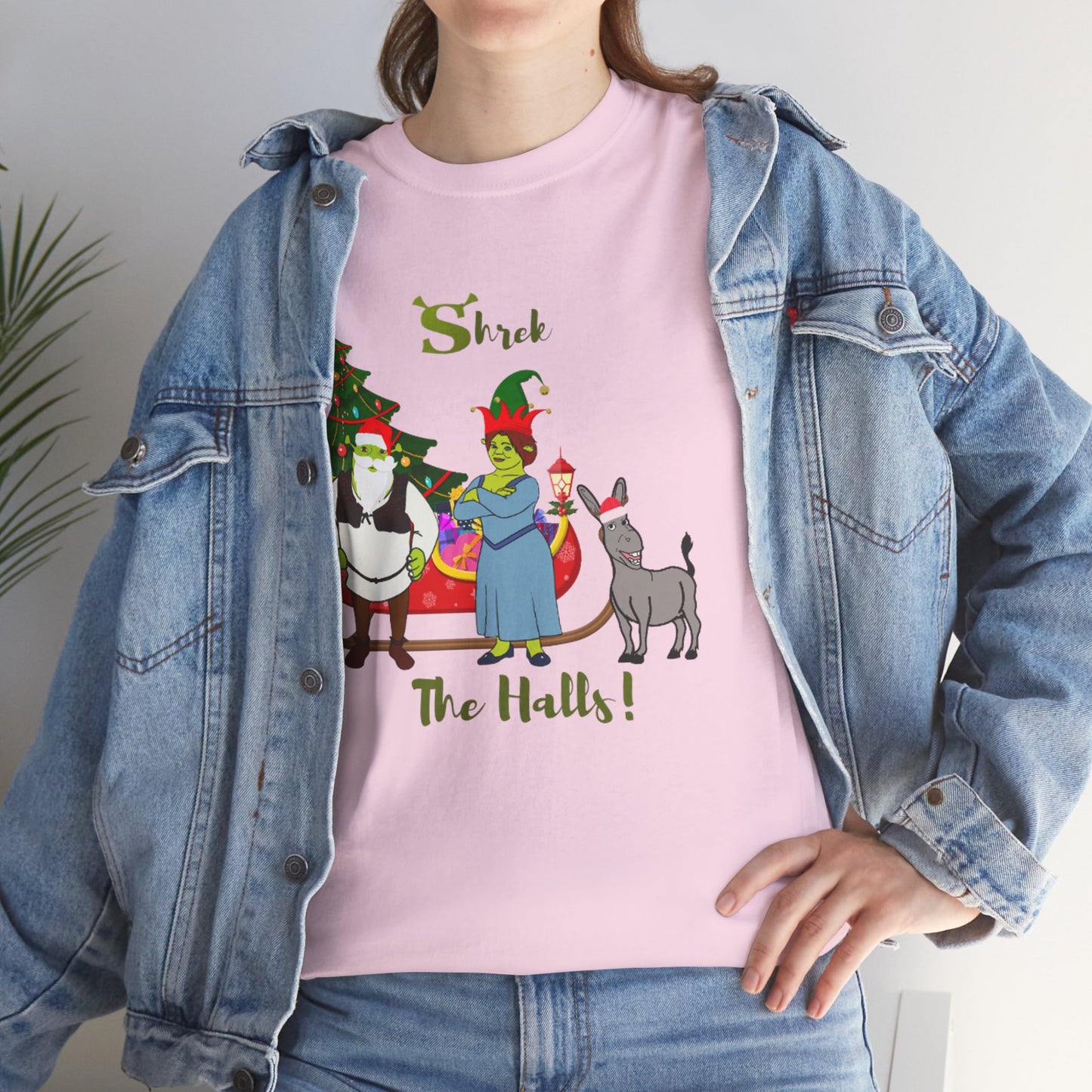 Shrek The Halls! (Shrek Trio: Shrek, Fiona and Donkey) Unisex Heavy Cotton T-Shirt