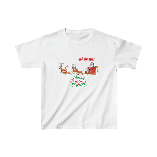 OMNI™ Santa and His Reindeer (Merry Christmas) Kids Heavy Cotton T-Shirt