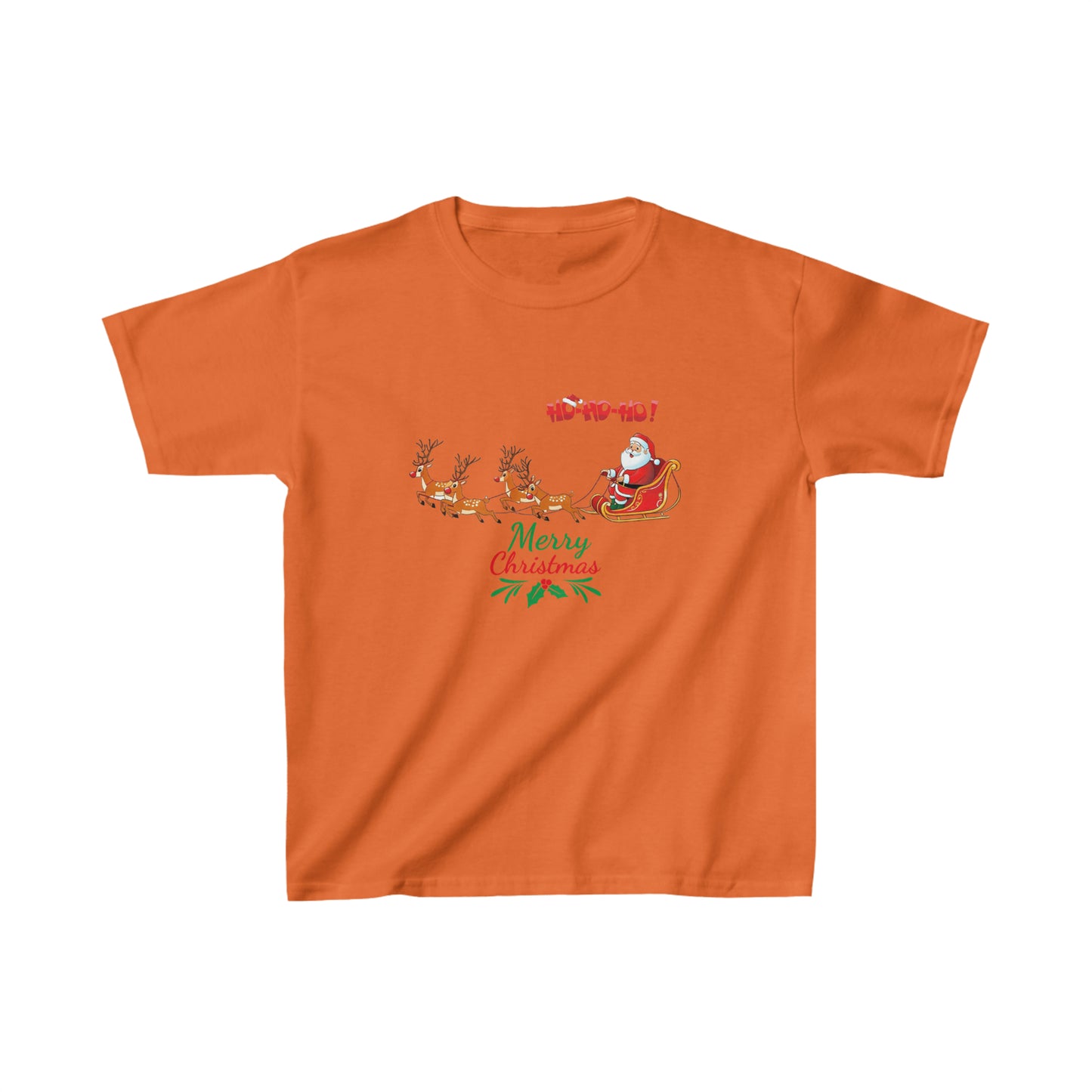 OMNI™ Santa and His Reindeer (Merry Christmas) Kids Heavy Cotton T-Shirt