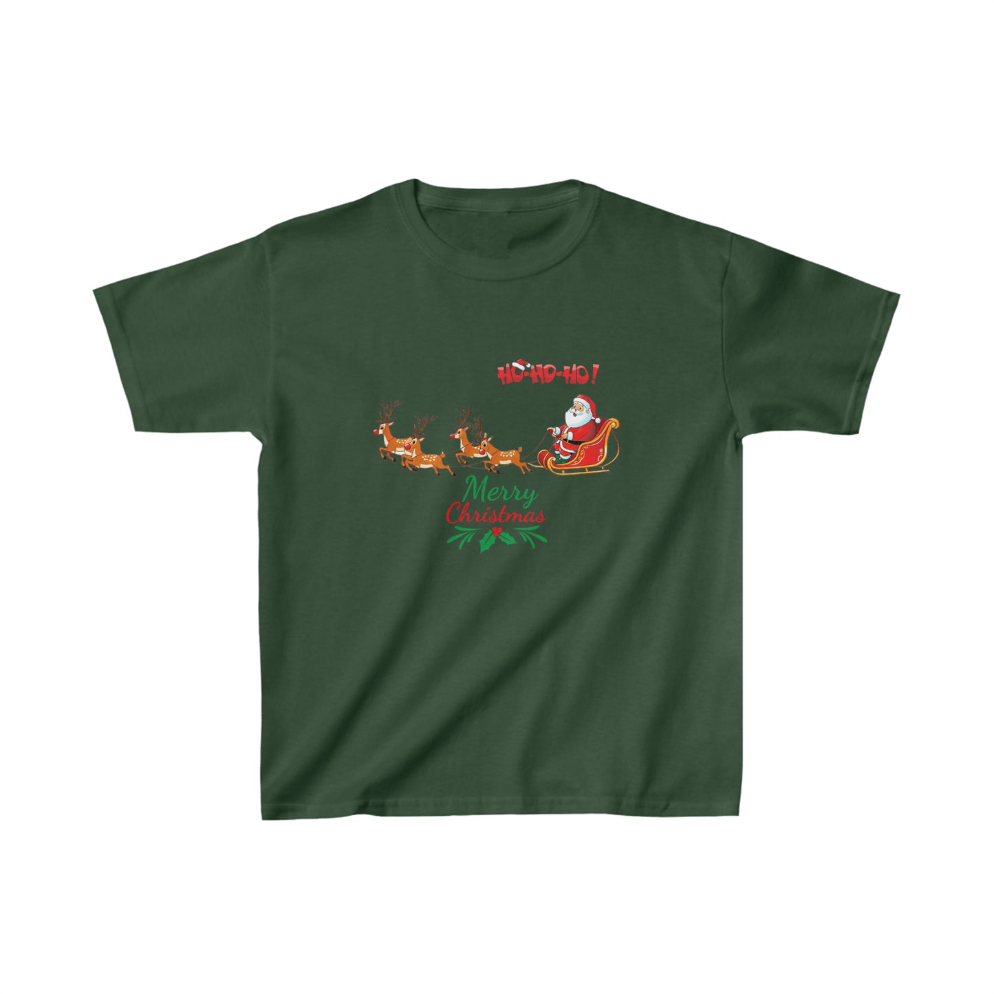 OMNI™ Santa and His Reindeer (Merry Christmas) Kids Heavy Cotton T-Shirt