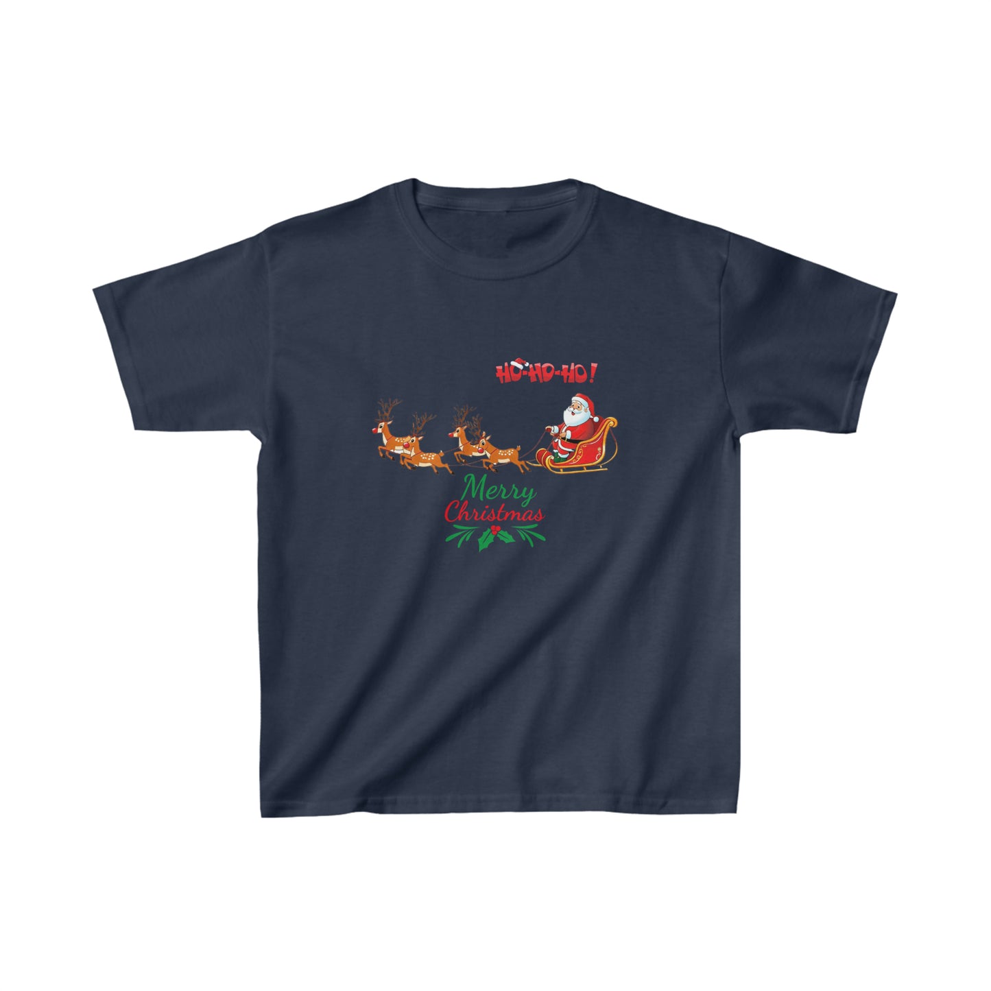 OMNI™ Santa and His Reindeer (Merry Christmas) Kids Heavy Cotton T-Shirt