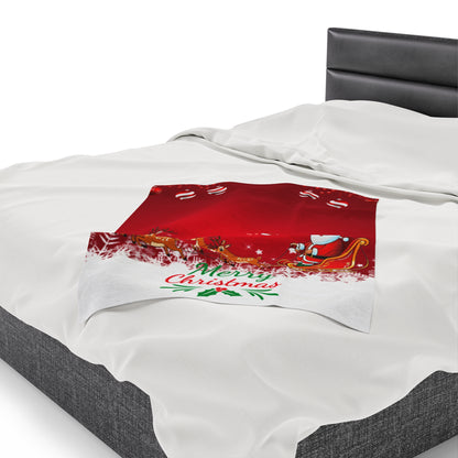 OMNI™ Santa and is Reindeer (Merry Christmas) Velveteen Plush Blanket